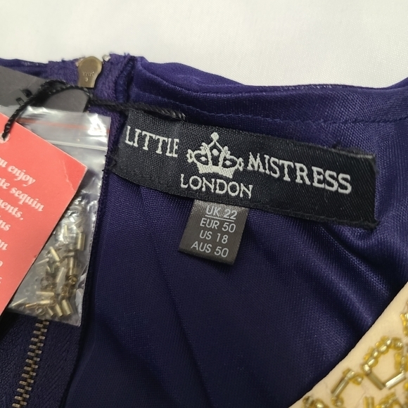 NWT Little Mistress London Beaded Sequin Mini Dress Size 18 - Picture 6 of 9